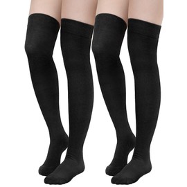 Geyoga 2 Pairs Knee High Socks Thigh High Socks Knee Socks Over Knee Socks Knee Length Socks for Women (Black, Small)