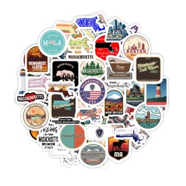 BulbaCraft Massachusetts Stickers for Water Bottle and Laptop - State Souvenirs, Decorations & Gifts, Waterproof Vinyl Decals, Gifts for Women & Men
