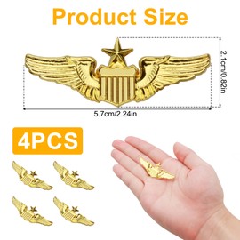 Airplane Pin,Pilot Wings Pin,Gold Air Force Senior Pilot Wing Badge,Pilot Costume Lapel Pins,Metal Aviator Pins for Hat Shirt Uniform Costume,Gift for Flight Schools & Graduation (StyleA 4Pcs)