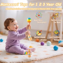Montessori Toys for 1 Year Old - Baby Toys for 1 2 3 Year Old Boys Girls Baby Musical Instrument Toys Kids Wooden Baby Toddler Montessori Musical Toys 1-6 Year Birthday Gifts Xmas Stocking Fillers