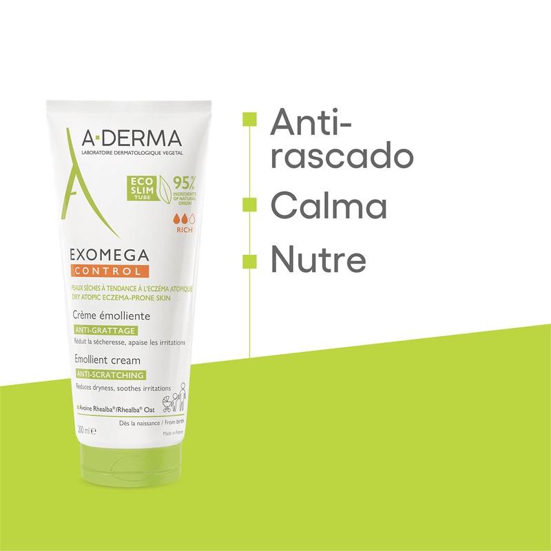 A-Derma Exomega Control, Crema Emoliente Anticomezón, 200ml