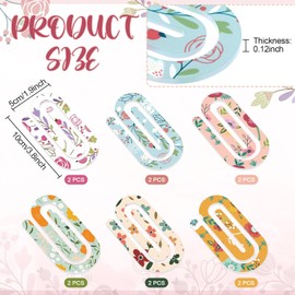 Tinlade 12 clips de papel acrílico de flores gigantes, clip floral multicolor para oficina amantes de los libros, suministros de regreso a la escuela, accesorios de computadora, papelería, regalo de