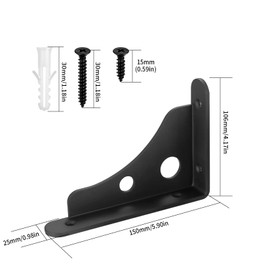 2 Pcs Floating Shelf Bracket, Black Wall Shelf Brackets for Shelves, Metal Triangle Wall Brackets for Shelves Brackets, Heavy Duty Iron Shelf Support Corner Brace Brackets Wall Mounted, 5.9x1x4