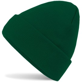 Women's Men's Knitted Hat, Women's Beanie Hat, Men's Winter Hat, for Women Men Unisex, Cuffed Hats Soft and Warm - bottele green, size: 40