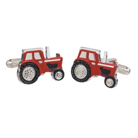 Red Farm Tractor Cufflinks Presented in a GS Cufflink Box
