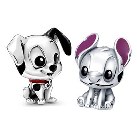 MICOO 925 Sterling Silver Clip Cubic Zirconias Beads Charms for Bracelets and Necklace,2pc Double Gifts for Mums, Couples and Sisters