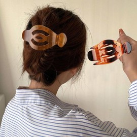 Atoden Flat Hair Clips Large Claw Clips for Thick Thin Hair 5'' French Concord Hair Clips 4Pcs Curved Lay Down Flat Back Hairclips Acrylic Jumbo Jaw Clips Big Hair Clamps Hair Accessories for Women