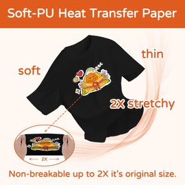 TranSmile PU-Heat Transfer Paper for T Shirts (10 Sheets, 8.5 x 11'') Printable Heat Transfer Vinyl for Dark Fabrics Iron on Transfers for Inkjet Printer (D-10)