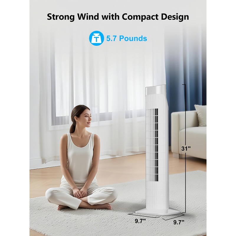 Uthfy 31" Electric Tower Fan That Blow Cold Air, Quiet