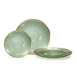 " OCCASIONS " 100 Plates Pack,(50 Guests) Premium Wedding Party Disposable Plastic Plates Set -50 x 10'' Dinner + 50 x 7'' Salad/Dessert (Belize in Green & Gold)