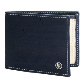 Locklair Sleek Wallet Made of Vegan Cork Leather, Men's Wallet with RFID Protection, Men's Cork Wallet, Vegan and Sustainable, dark blue/white, Minimalist