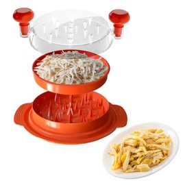 Chicken Shredder Tool Twist Large With Separate Plate, Widened Anti Slip Mat Fix, Visible Meat Shredder Machine, Ergonomic Handle, Dishwasher Safe, BPA Free, Orange Chicken Shredder