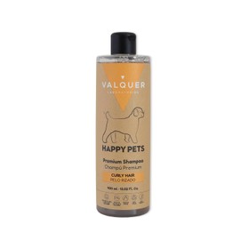 VALQUER Happy Pets Shampoo Premium para Perros y Gatos de Pelo Rizado | Hidrata, Suaviza y Define el Pelaje | con Vitamina B5 y Aceite de Pepita de UVA | 400 ml