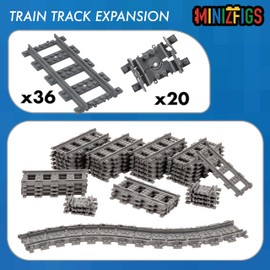 Minizfigs Train Track Plates and Wheels Set 120 Pcs STEM Construction Educational Bulk Bricks Blocks for Kids 3 and Up 100% Compatible with All Major Brands