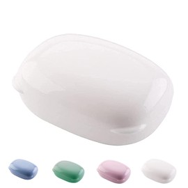 LaaSong Soap Holder Travel Case Portable Round Soap Dish with Lid Leak Proof Soap Box for Shampoo Bar Soap (Large, White)