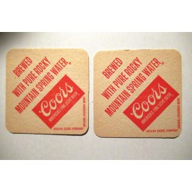 Coors 2 Vintage 1970s era Adolf Coors Beer Coasters NOS America's Rocky Mountain Water