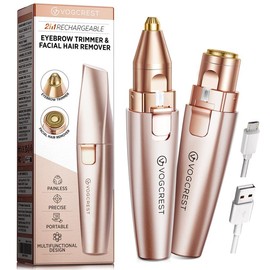 Eyebrow Facial Trimmer: 2 in1 Rechargeable Facial Hair Removal and Eyebrow Electric Shaver - Face Lips Body Painless Facial Razor Daily Comfort:_Silver Blue