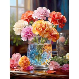 BXXRBX Diamond Art Kits for Adults Flowers- Floral Diamond Painting Kits, DIY 5D Full Round Drill Gem Art Floral for Home Wall Decor and Gift 12x16 in