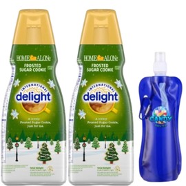 International-Delight Liquid Coffee Creamer.- Two (2) 32 fl oz Bottles of Smooth & Creamy Delightful Coffee Creamer and Candy Freezer Collapsible Water Bottle (Frosted Sugar Cookie) - Bottle