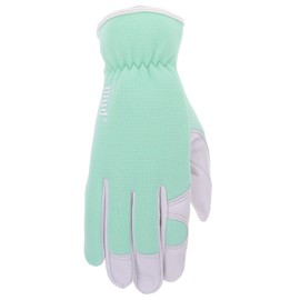 MUD Rustic Women's High-Dexterity Goatskin Leather Palm Garden Glove, Water Resistant, Abrasion Resistant, Extreme Comfort, Medium/Large, Blue (MD72001MT-WML)