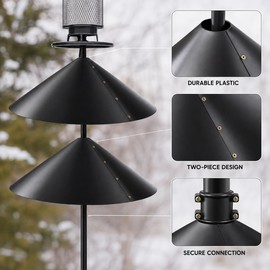 2 Pack 18-Inch Squirrel Baffles for Bird Feeders – Durable Plastic Feeder Guards for Outdoor Hanging or Pole Setups