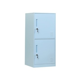 DAYTOYS 2 Door Metal Vertical Storage Locker for Kids Bedroom, Children Room, School, Office, Home,Stackable Steel Storage Cabinet for Toys, Sports Equipment,Anti-Falling Device. (2D, Blue)