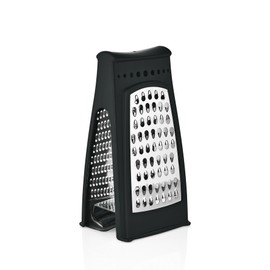 Cheese Grater with Container – Stainless Steel Box Grater with 2 Sided Removable Graters for Fine and Coarse Shredding – Ideal for Cheese, Vegetables, Garlic, and Ginger – Black Grater and Clear Box