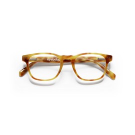 eyebobs Old Sport Premium Blue Light Reading Glasses for Women and Men | Rectangle Blue Light Blocking Computer Glasses | Blonde Tortoise Front and Temples | 2.50