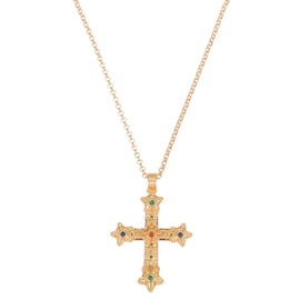 Gold Small Cross Necklaces for Women Trendy Non Tarnish Pendant Jewlery Chain Religious Gifts for women men (N12-2), Small, Brass, Cubic Zirconia