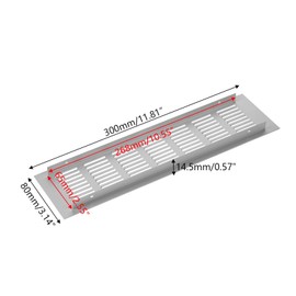 2PCS Air Vent Grille Cover, Aluminum Alloy Kitchen Air Vent Cover Cupboard Vents Wardrobe Fridge Vent Louvred Wall Vent Grille Ventilation Cover with Screw 80mm x 300mm