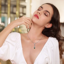 Bestyle Sterling Silver Heart Celtic Earrings with Stone Synthetic Emerald Crystal Earring Tiny Cute Heart Stud Earrings May Birthstone Jewelry Gifts for Women Birthday/Anniversary