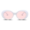 [FEISEDY] オーバル サングラス レディース レトロ クラシック メンズ サングラスファッション B2253 (ホワイトピンク)