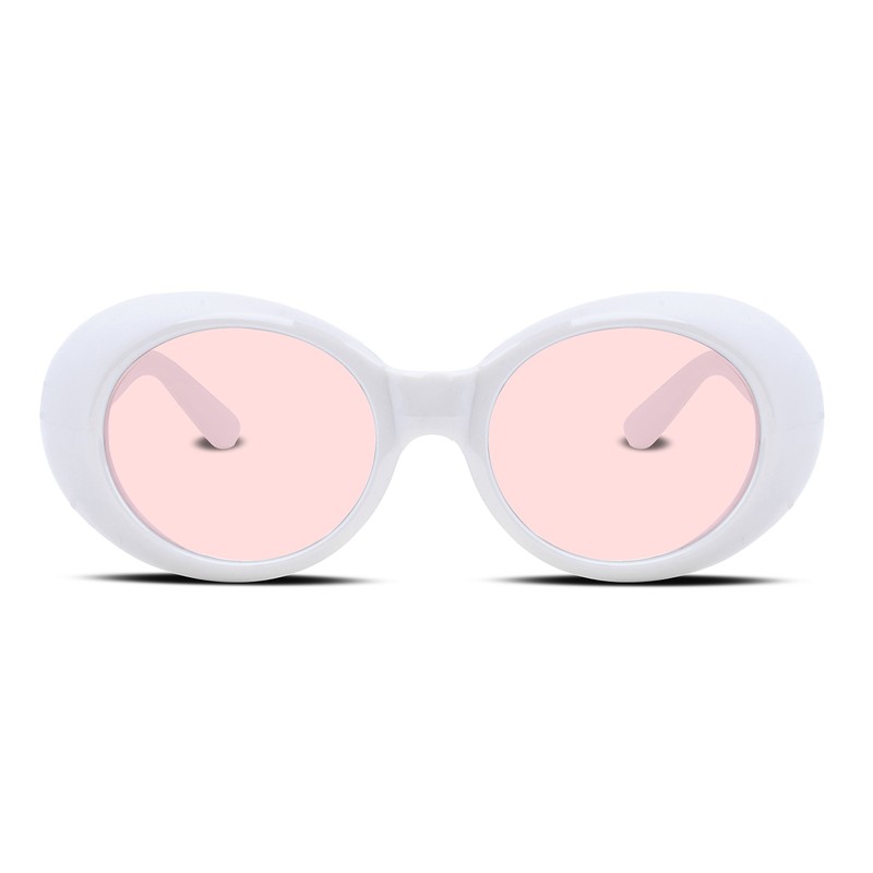 [FEISEDY] オーバル サングラス レディース レトロ クラシック メンズ サングラスファッション B2253 (ホワイトピンク)