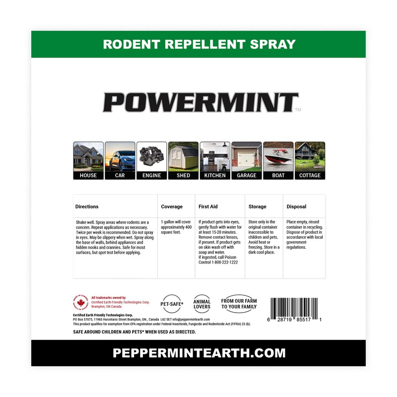Powermint 1 Gallon Peppermint Oil Rodent Repellent Spray 2-Pack