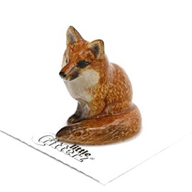 Little Critterz Red Fox Decorative Porcelain Display Object “Brush” – Handcrafted Hand-Painted Adult Home Décor Accent