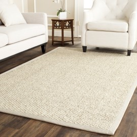 SAFAVIEH Area Rug 4x6 - Natural Fiber Collection - Marble, Sisal, Woven Design with Border (NF525C)