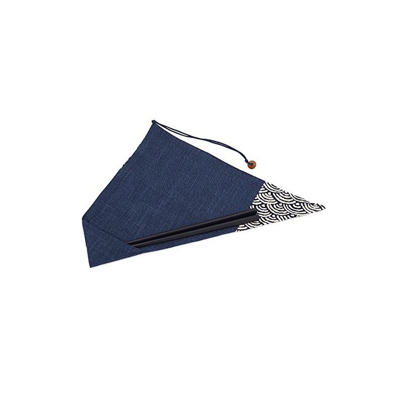 Chopsticks bag Seigaiha Pattern X Navy Cloth My Chopsticks Holder