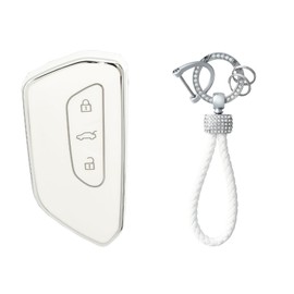 OFFCURVE Key Case with Key Fob Car Key Cover Key Case for VW Golf 8 GTE GTI ID.3 ID.4 Seat Leon Tarraco Ateca Skoda Octavia Cupra Formentor Born