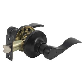 Probrico Wave Shape Passage Door Lever Black Keyless Handle for Hall and Closet, Interior Non-Locking Leverset Handleset Hardware,Reversible for Right and Left Handed Doors,1 Pack