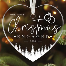 Engagement Gifts for Couples - Gifts for Newly Engaged Couples - Happy Engagement Gifts for Her, Bride to Be - Just Engaged Gifts for Her, Friends, Fiance - Acrylic First Christmas Engaged Ornament