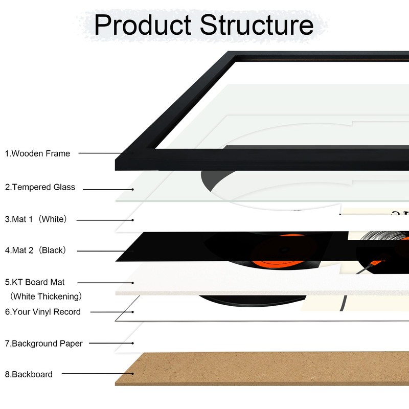 ccdcc 16.5x25 Vinyl Record Display Frame 1 Pack, Black Wooden