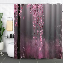 FAIRYGATE Wet Room Shower Curtain Rose Garden Flowers Vine Shower Curtains Waterproof Polyester Hooks Bathroom Accessories 72 X 72 Inch B9521