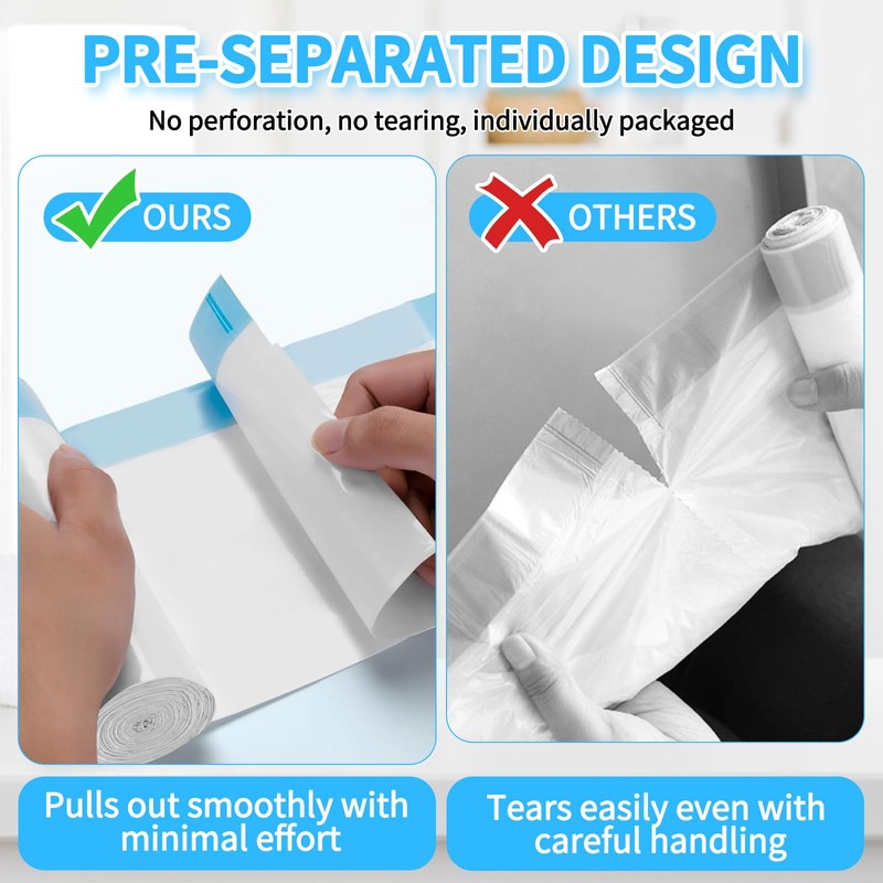 100 Count Small Drawstring Trash Bags, 5 Gallon Pre-separated Garbage