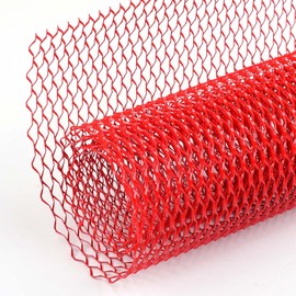 AggAuto Universal 40"x13" Car Grill Mesh - Aluminum Alloy Automotive Grille Insert Bumper 8x25mm Seagull Hole, One of the Most Multifunctional Shape Grids 100x33cm Red