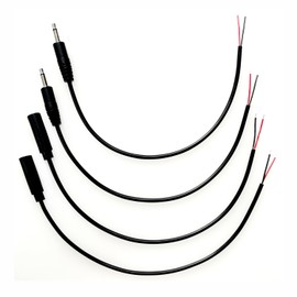 BUHCUWQB 4 PCS 3.5mm Male + Female Plug to Bare Wire Open End TS 2 Pole Mono Plug Jack Connector with Wire Cable 22cm Used in ​Audio Cable Repair (Male + Female 2 Pole)