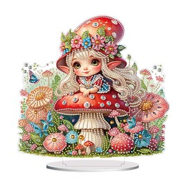 5D Tabletop Diamond Art Kit Mushroom Girl, Stand Up Special Shaped Crystal Diamond Art Desktop Kits for Adults, DIY Diamond Painting Kits Craft, Box Package
