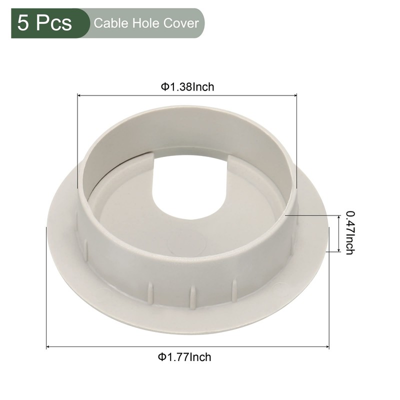 YOKIVE 5 Pcs Cord Through Raceway Plastic Desk Cable Hole