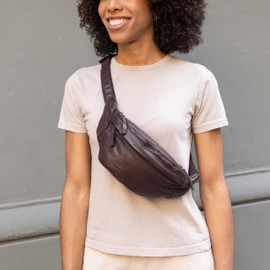 Gusti Spencer Leather Belt Bag, Bum Bag for Men and Women, High-Quality Genuine Leather Waist Bag with Adjustable Strap, brown, Retro