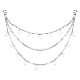 Star Pants Chains Layered Goth Jean Chain for Boys Girls Punk Wallet Chain Y2k Accessories Pocket Chains for Women Men Silver Chains with Star