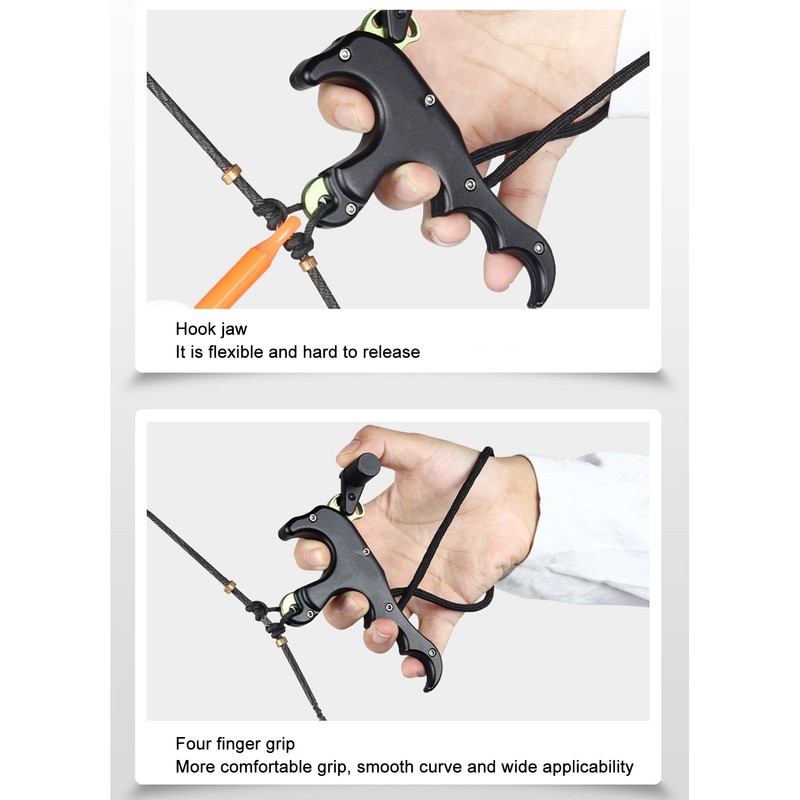 4 Finger Archery Release Aid Grip Adjustable Aluminum Alloy Compound